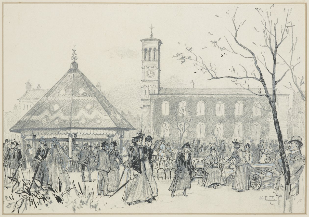 Zaterdagmiddag in Ardwick Green door Henry Edward Tidmarsh