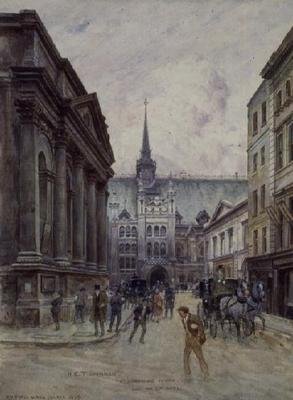 St. Lawrence Jewry en het Guildhall door Henry Edward Tidmarsh