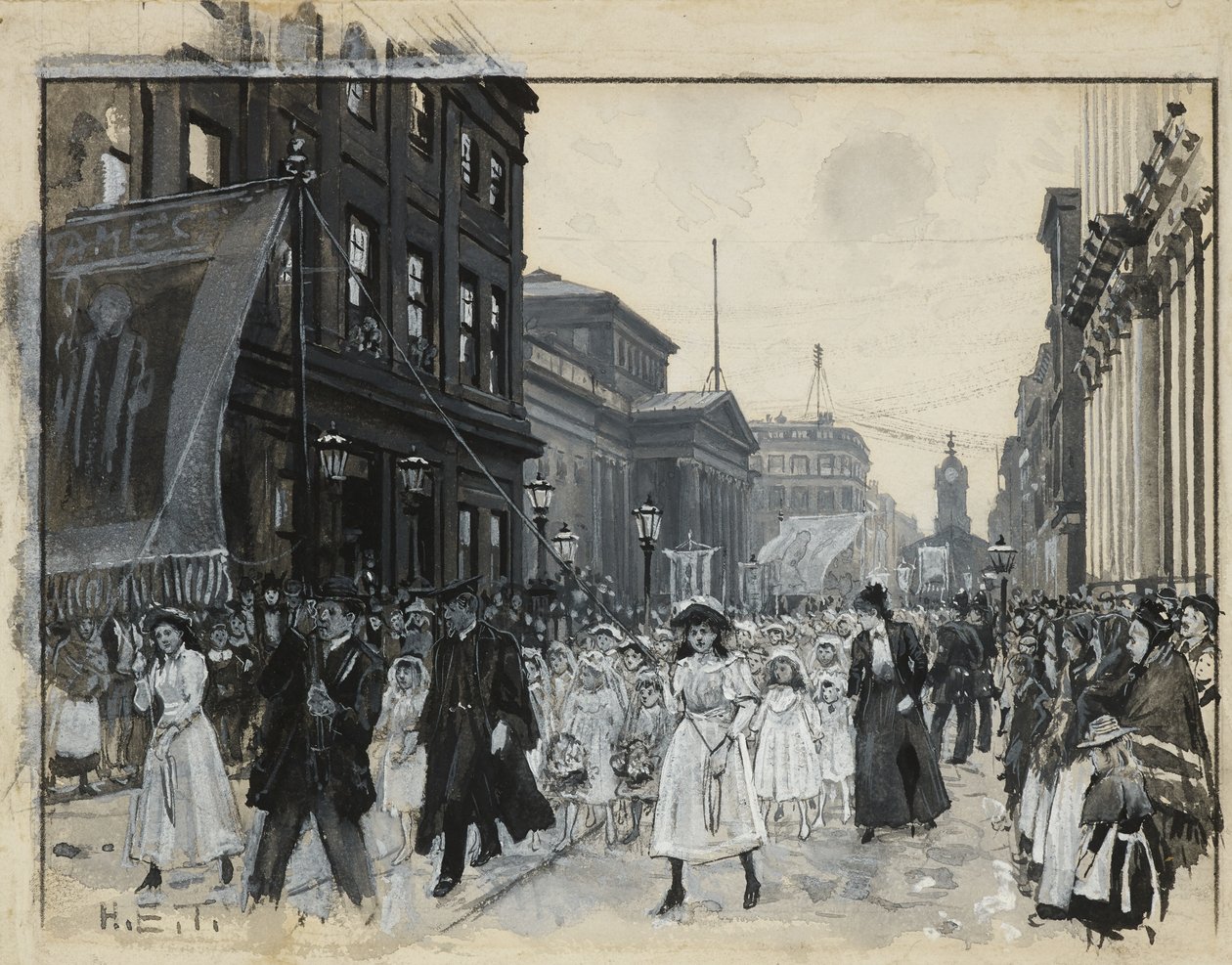 Whit Maandag Processie, Mosley Street door Henry Edward Tidmarsh