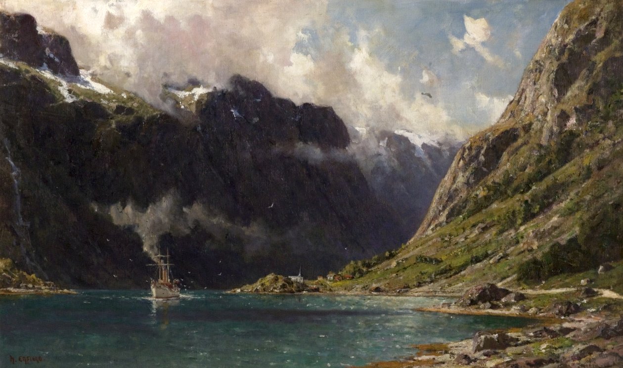Naeroyfjord, Noorwegen, 1902 door Henry Enfield