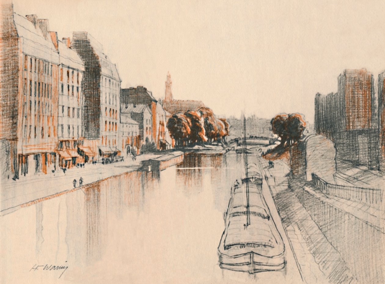 Het Canal St. Martin, ca. 1927 door Henry Franks Waring