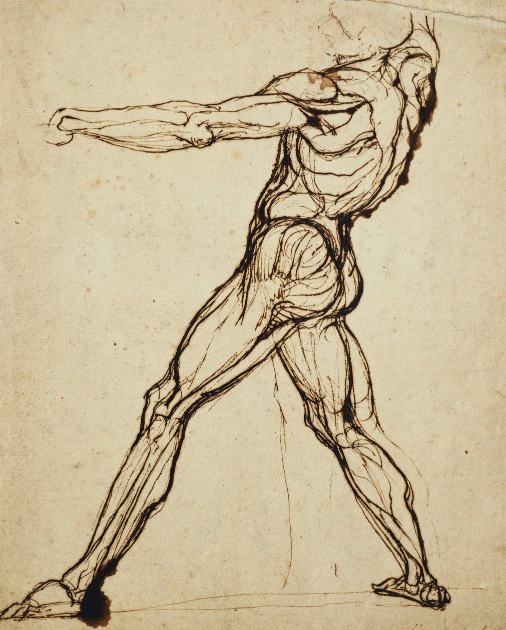 Een naakt werpend door Johann Heinrich Füssli