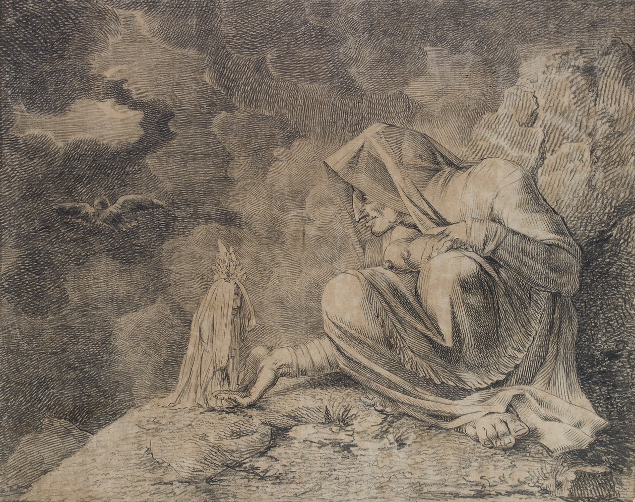 De heks en de alruin, circa 1812 door Johann Heinrich Füssli