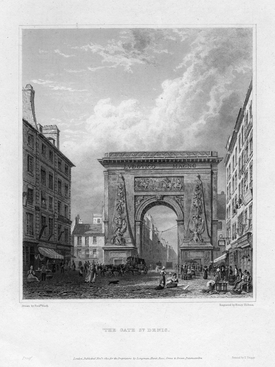 De Porte Saint-Denis, Parijs, Frankrijk, 1820 door Henry Hobson