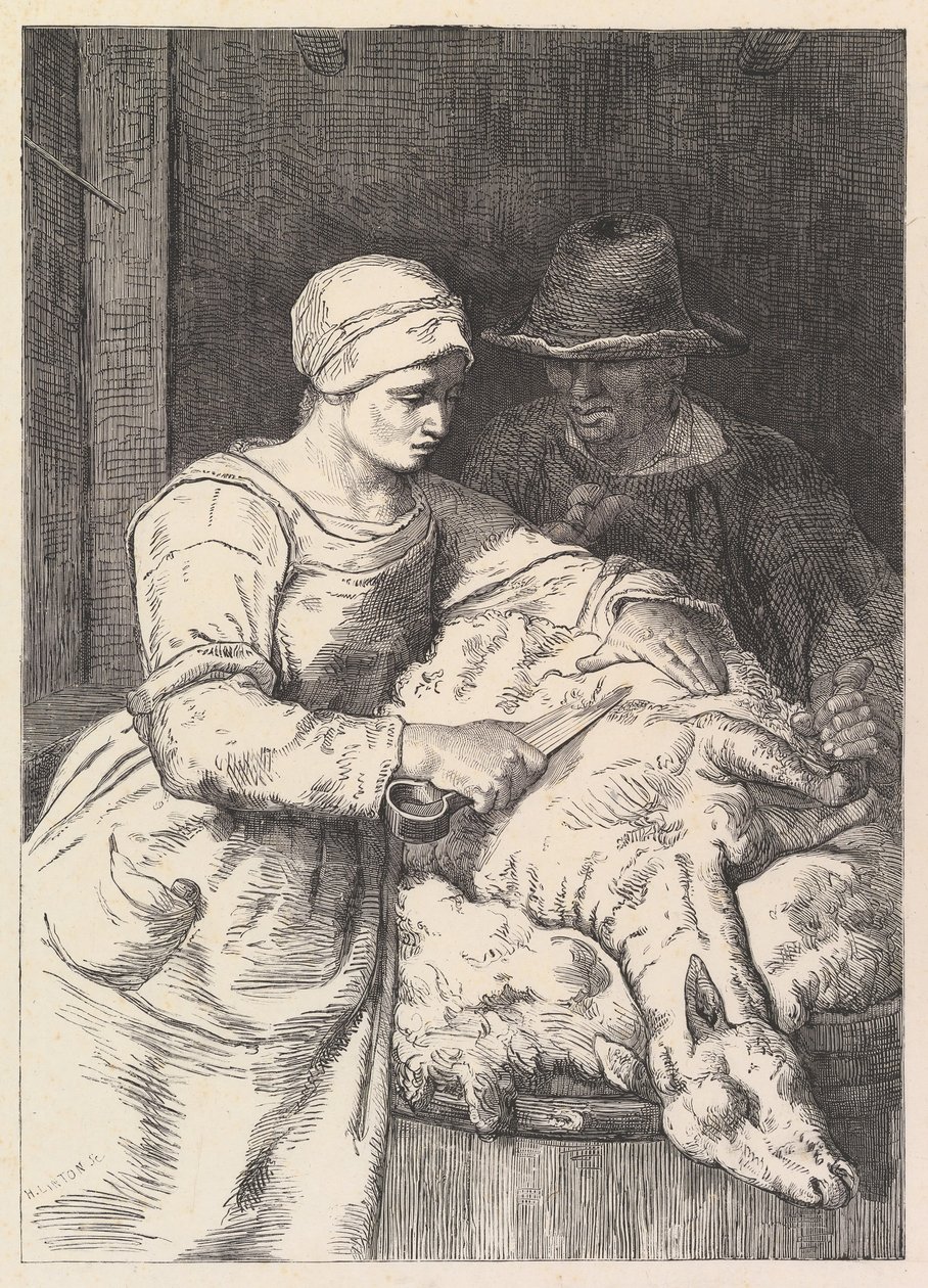 De schapenscheerder, 19e eeuw door Henry Linton