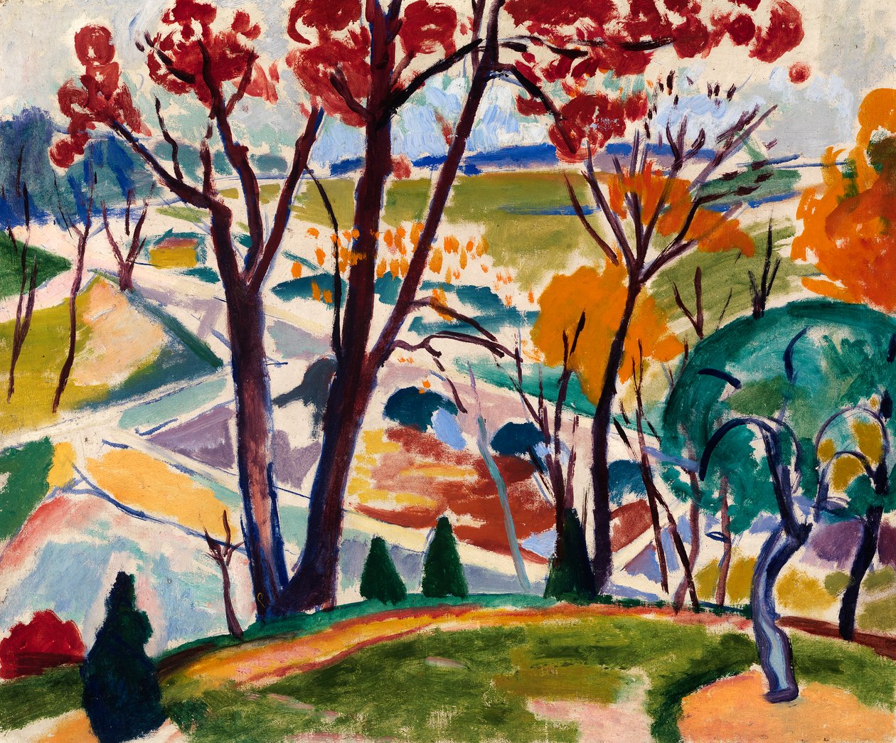 Landschap, Brug, Huntingdon Valley door Henry Lyman Saÿen