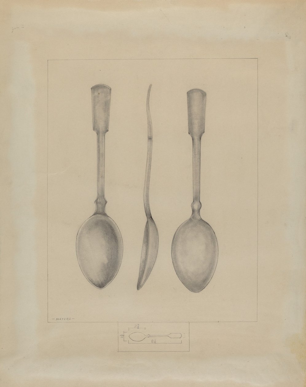 Pewter lepel door Henry Meyers