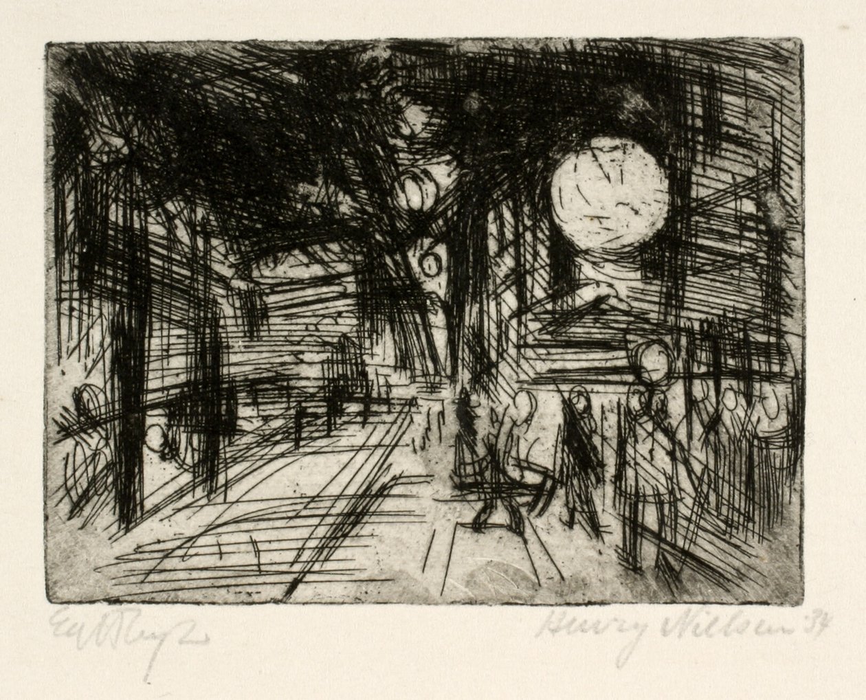 Straatbeeld, zomernacht door Henry Nielsen