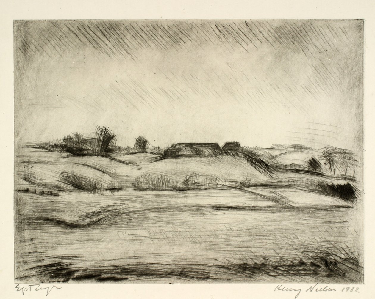 Open landschap met boerderij door Henry Nielsen