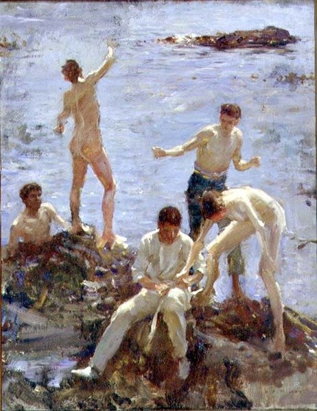 Jongens die Baden door Henry Scott Tuke