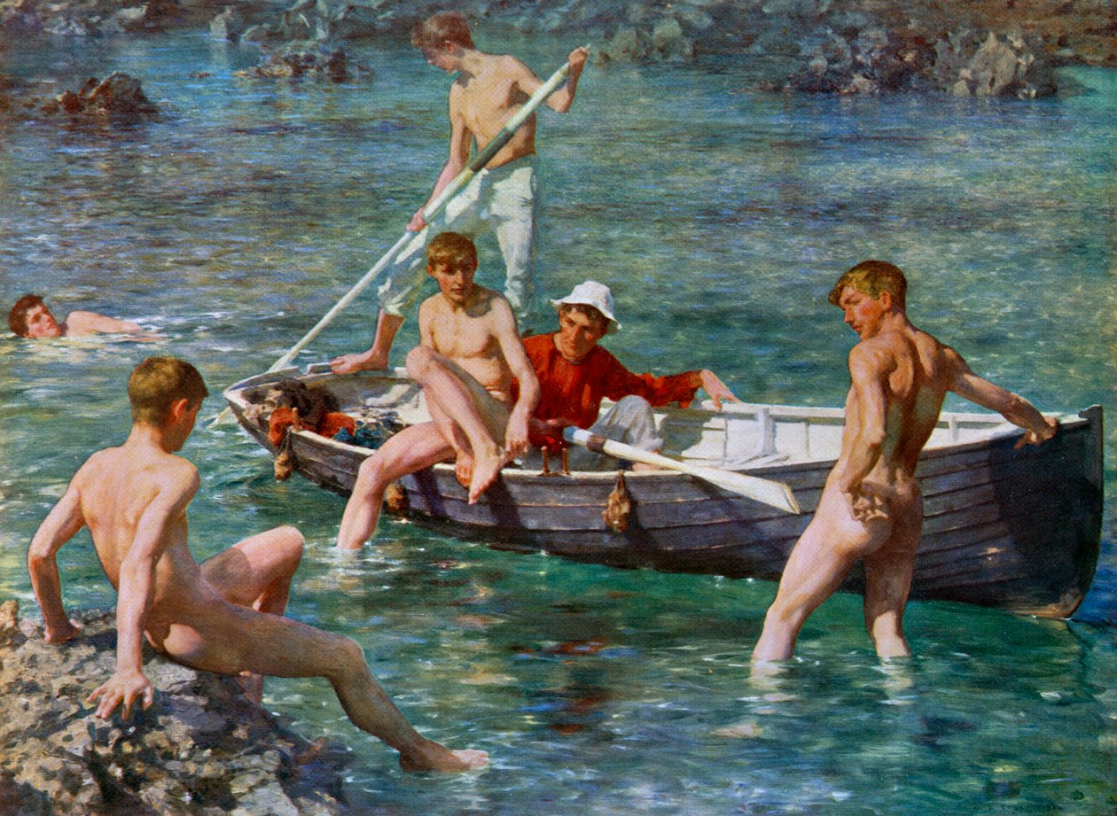 Robijn, goud en malachiet, 1902, 1912 door Henry Scott Tuke