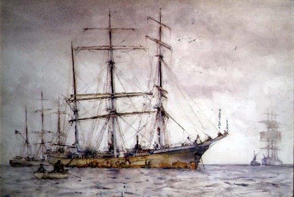 Scheepvaartscène door Henry Scott Tuke