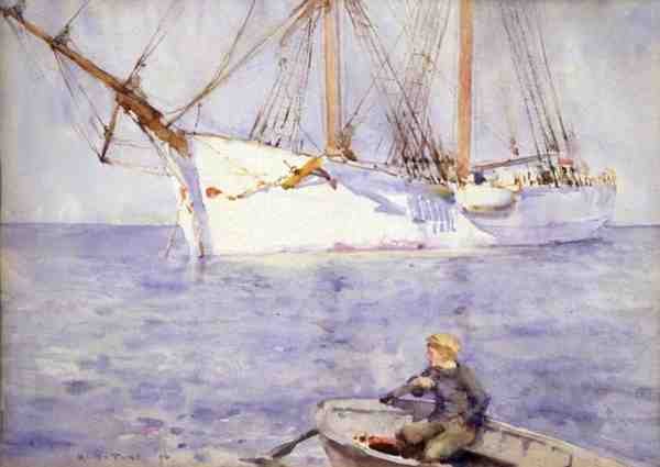 Zonsondergang effect door Henry Scott Tuke