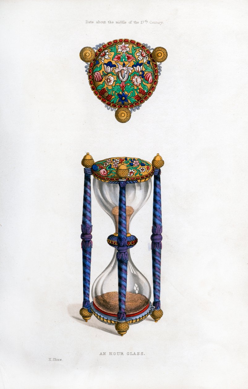 Zandloper, midden 17e eeuw, 1843 door Henry Shaw