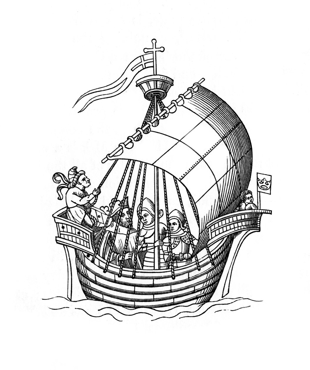 Zeilschip, 1445, 1843 door Henry Shaw