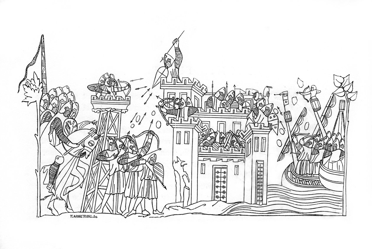 Belegeringsscène, c1260, 1843 door Henry Shaw