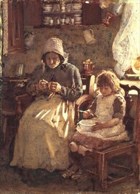 Grootmoeder en Kind, Yorkshire door Henry Silkstone Hopwood