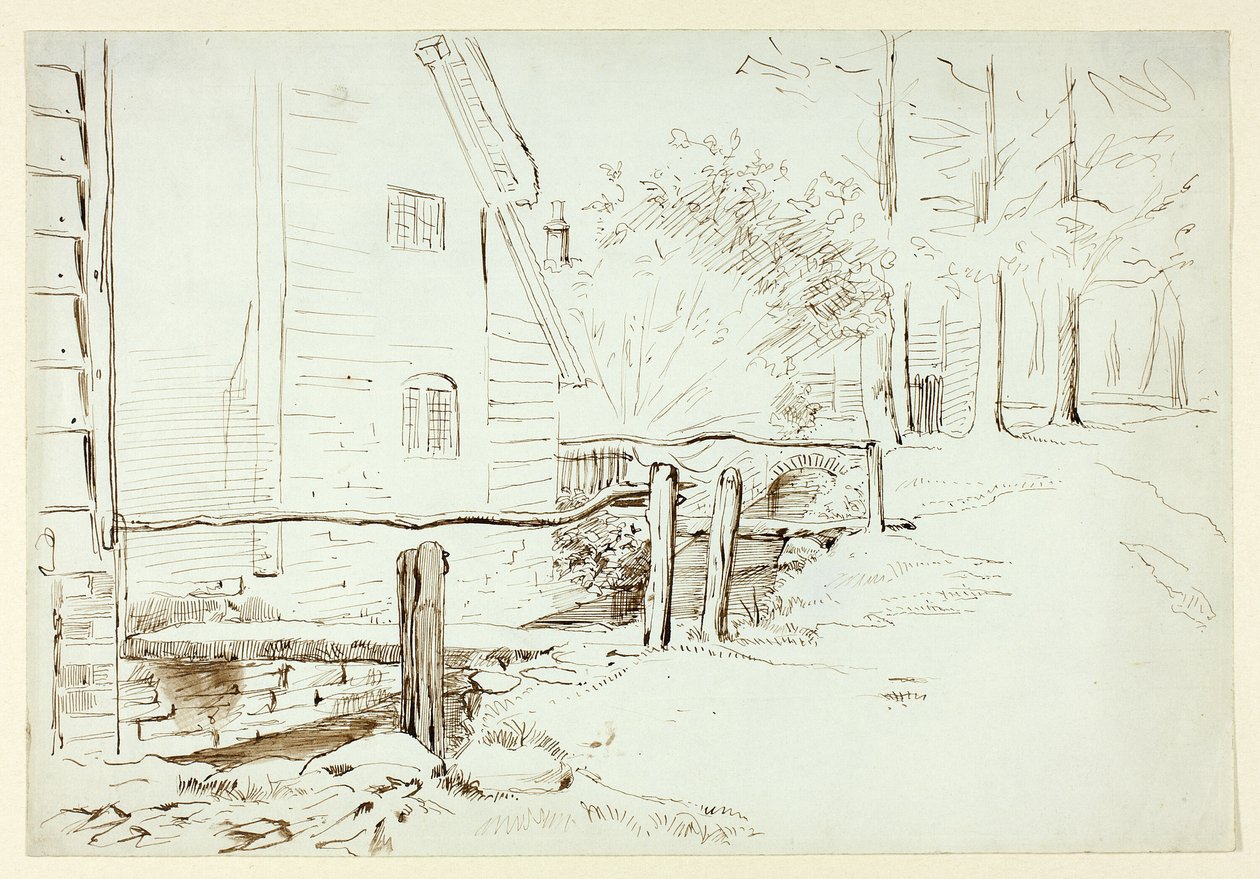 Landschap met brug door Henry Stacy Marks