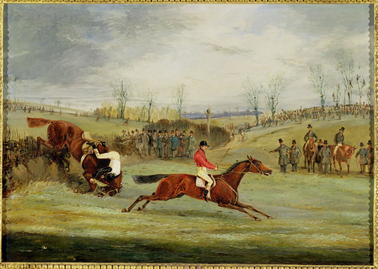 Een steeplechase, een andere heg door Henry Thomas Alken