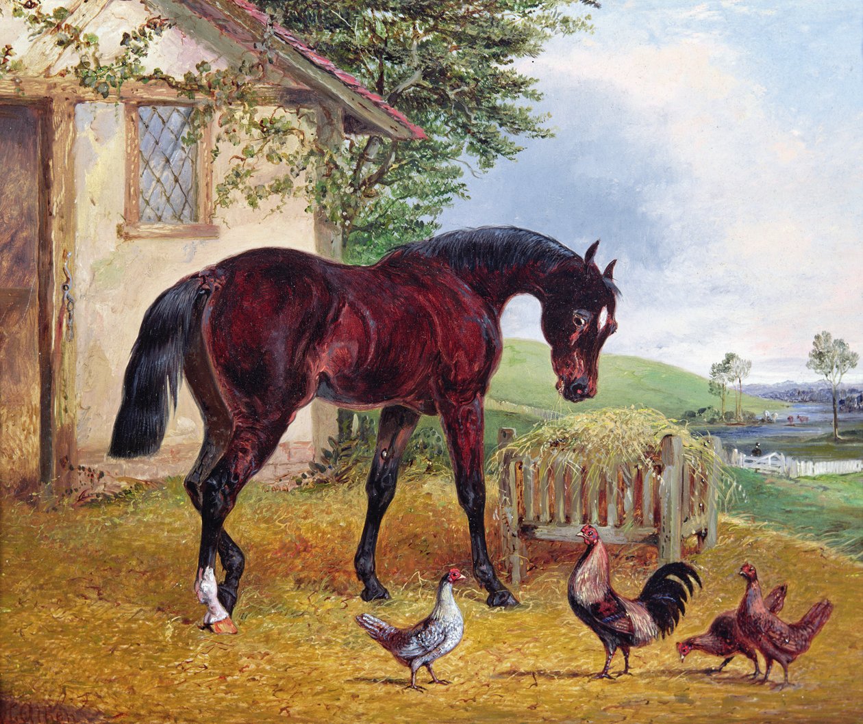 Boerenerf scène door Henry Thomas Alken