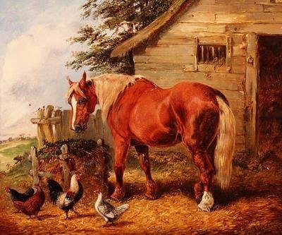 Buiten de Stal door Henry Thomas Alken