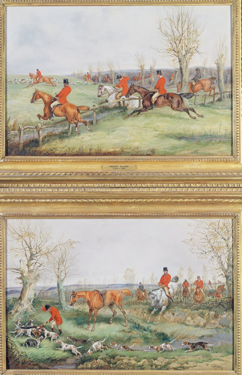 Paar Jachtscènes, 19e eeuw door Henry Thomas Alken