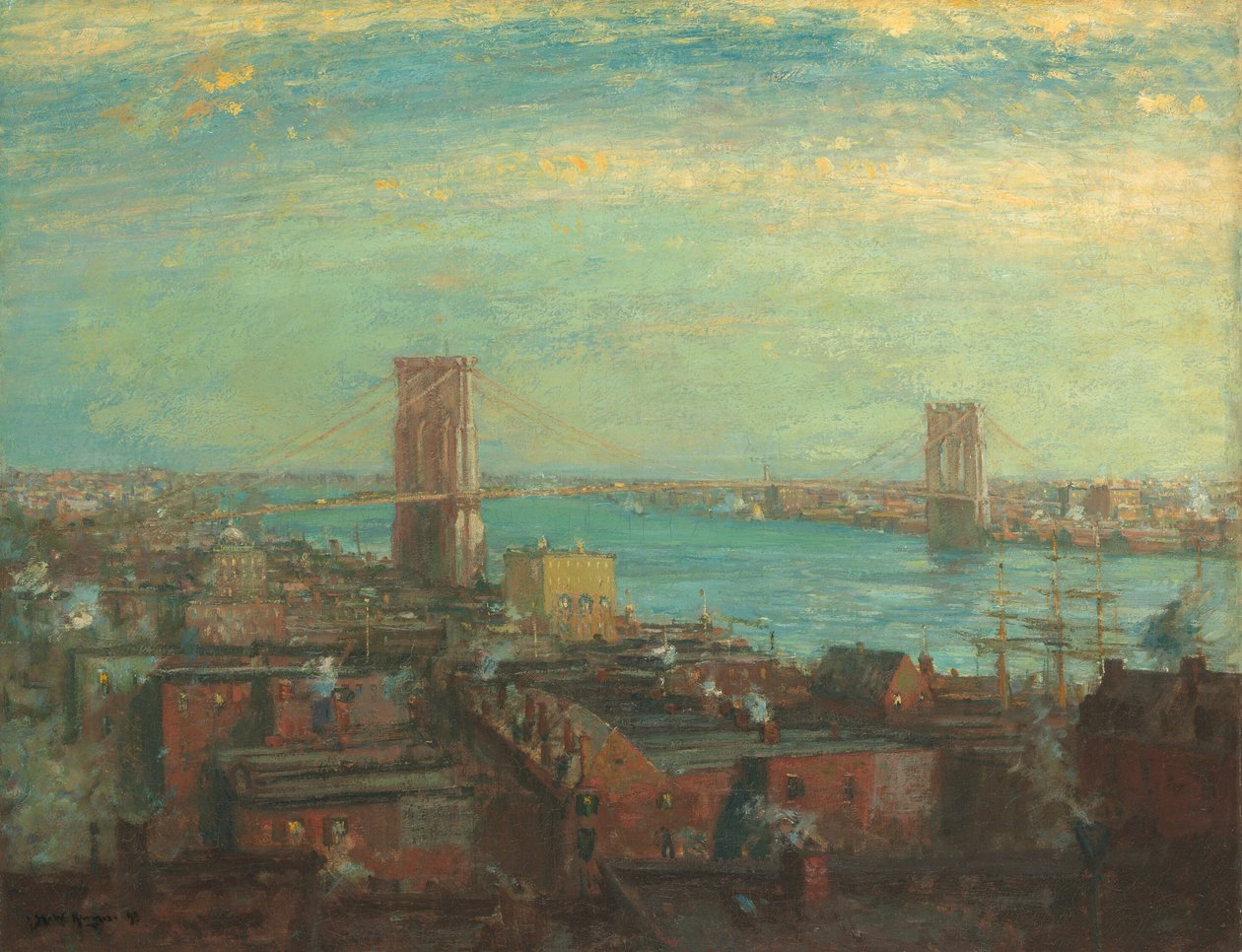 Brooklyn Bridge door Henry Ward Ranger