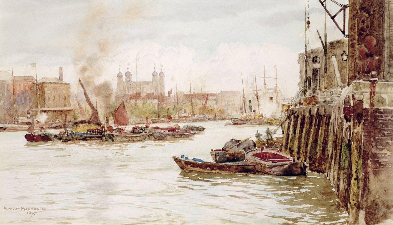 Haven van Londen: Upper Pool, 1896 door Herbert Menzies Marshall