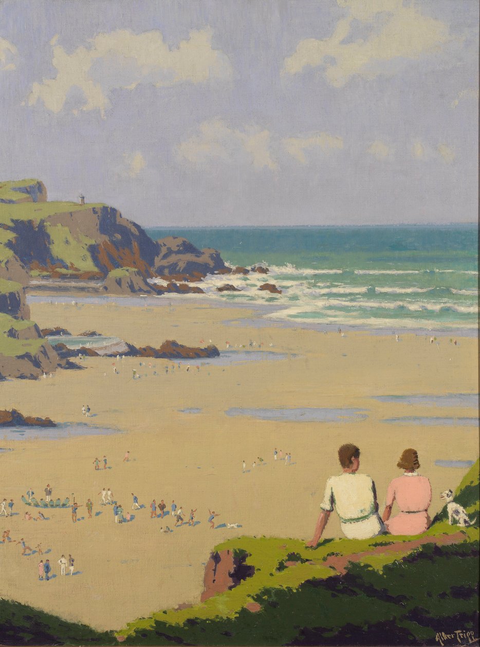 Summerleaze Beach (olieverf op doek) door Herbert Alker Tripp