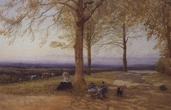 Moeder en Kind in Landschap door Herbert Menzies Marshall