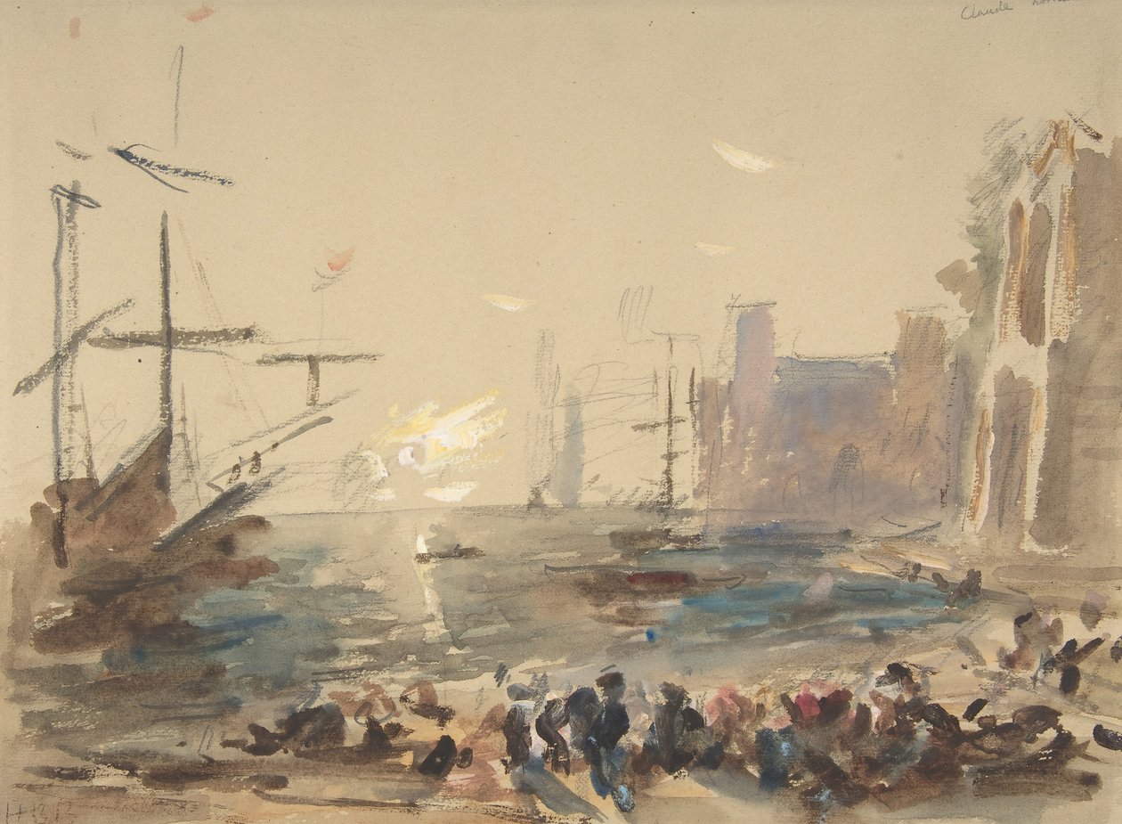 Zeegezicht recto, onleesbare schets verso, 1840-1906 door Hercules Brabazon Brabazon