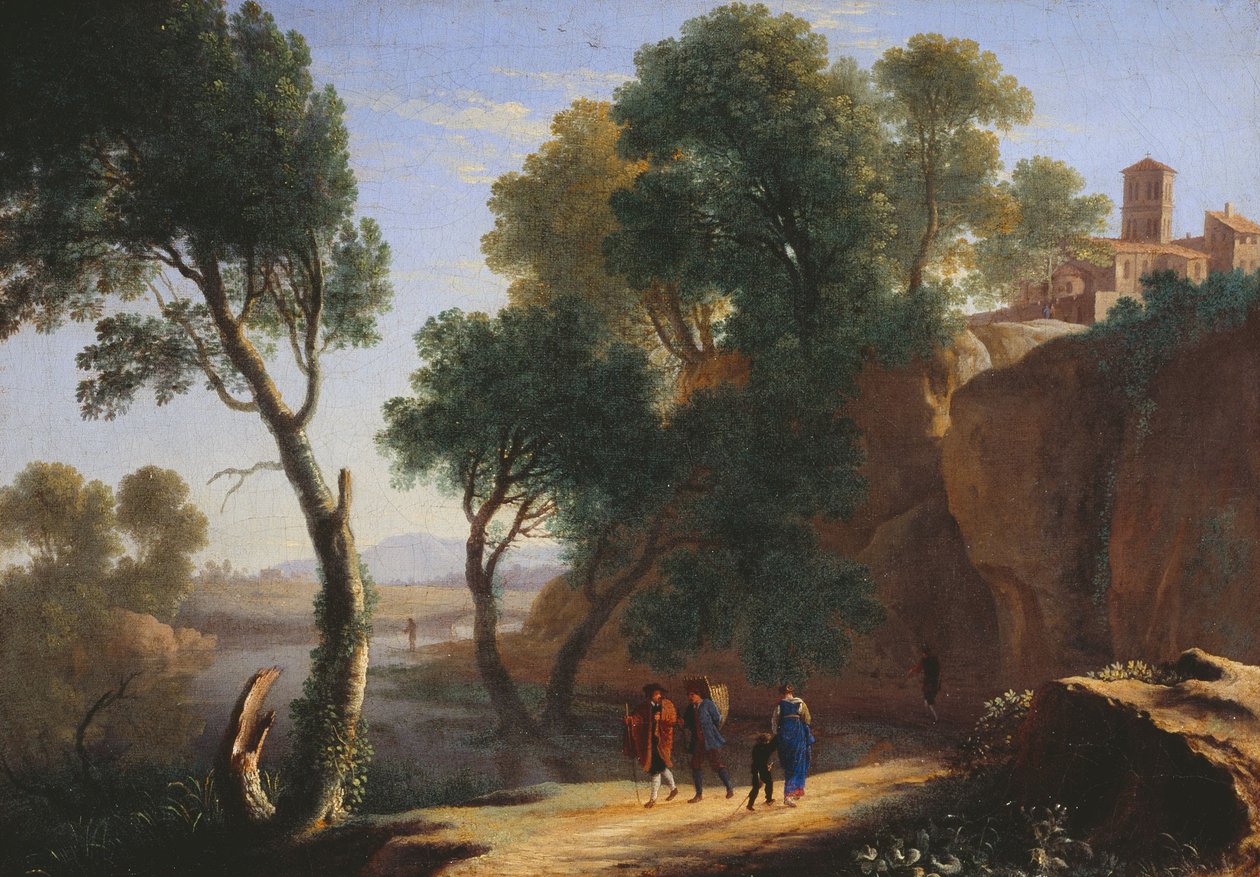 Een Italiaans landschap door Herman van Swanevelt