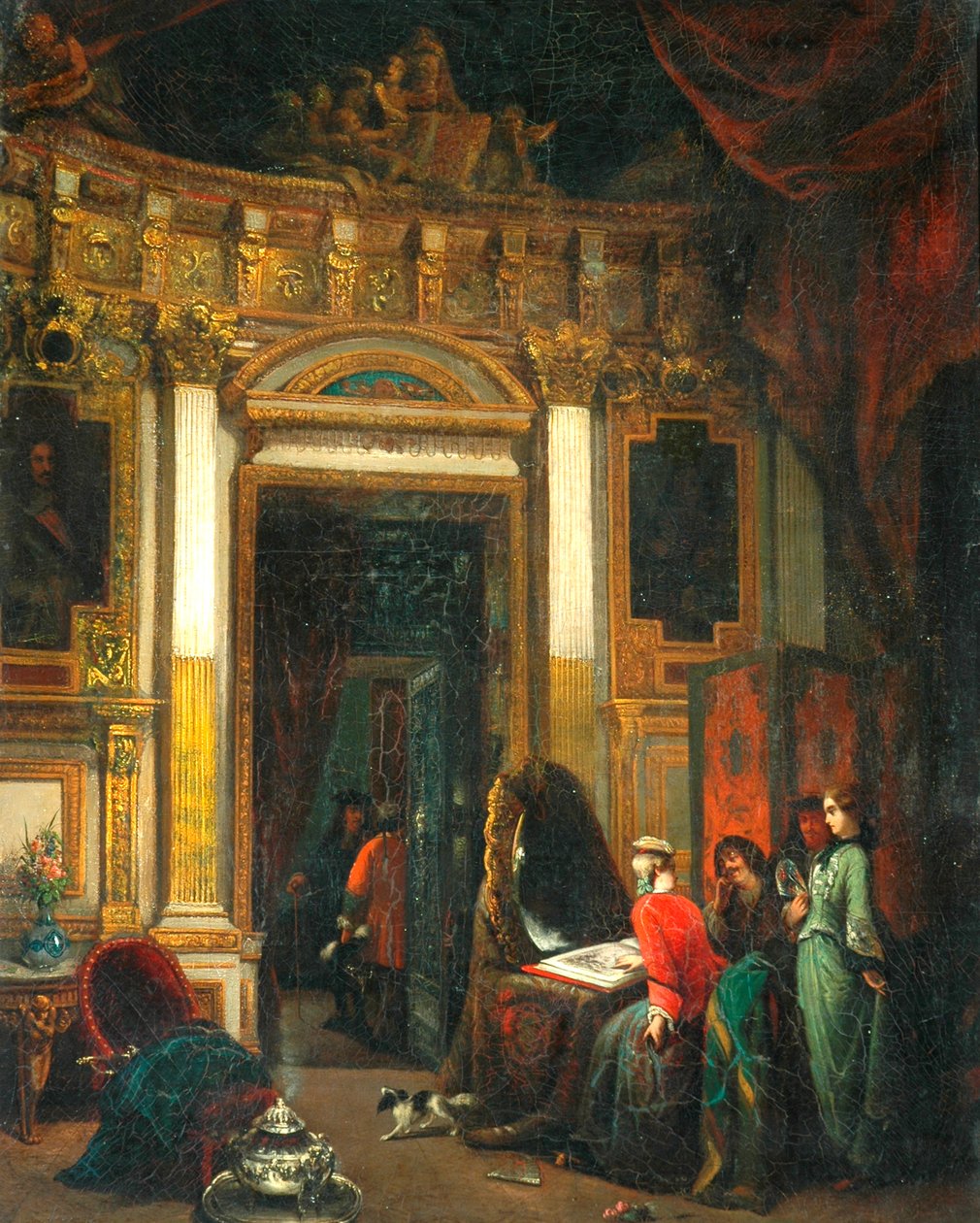 Interieur met figuren door Herman Frederik Carel Tenkate