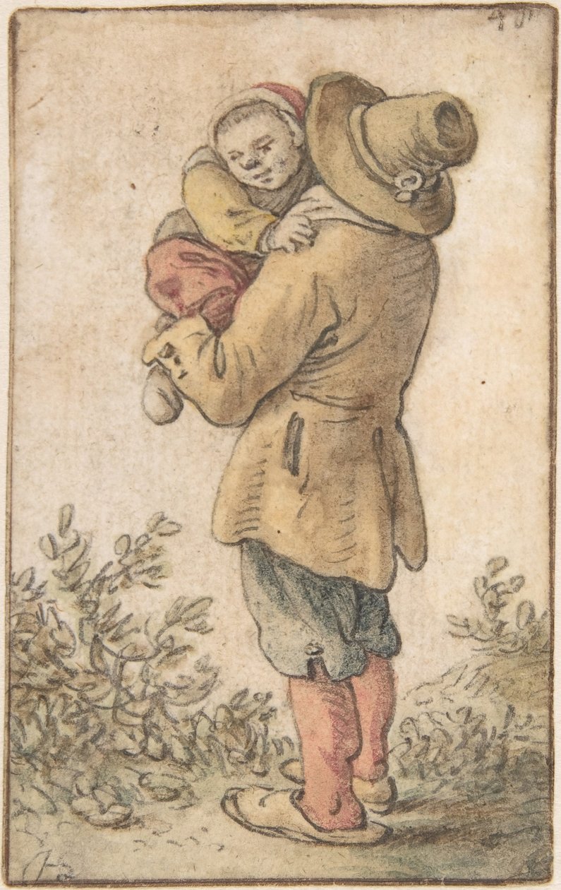 Boer met kind, 17e eeuw door Herman Saftleven the Younger