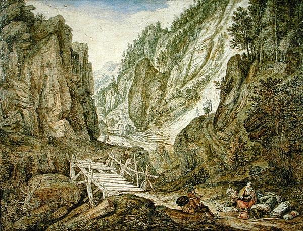 Bergachtig landschap door Herman the Younger Saftleven