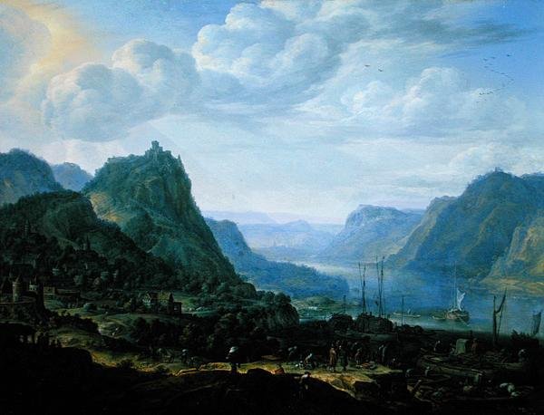 Uitzicht op de Rijn door Herman the Younger Saftleven