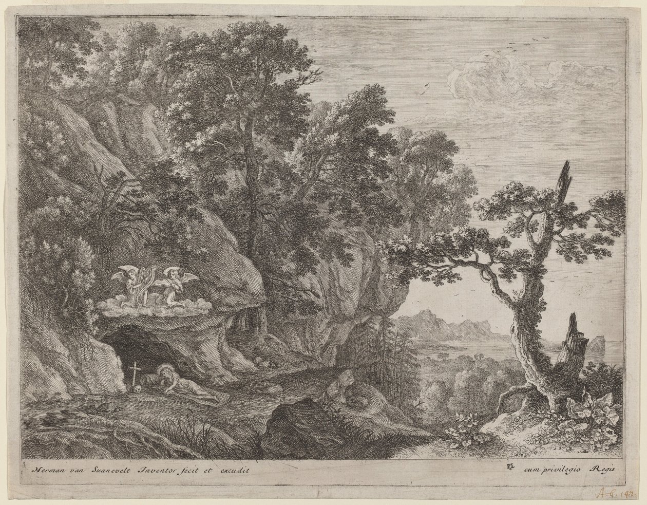 De berouwvolle Magdalena in een landschap door Herman van Swanevelt