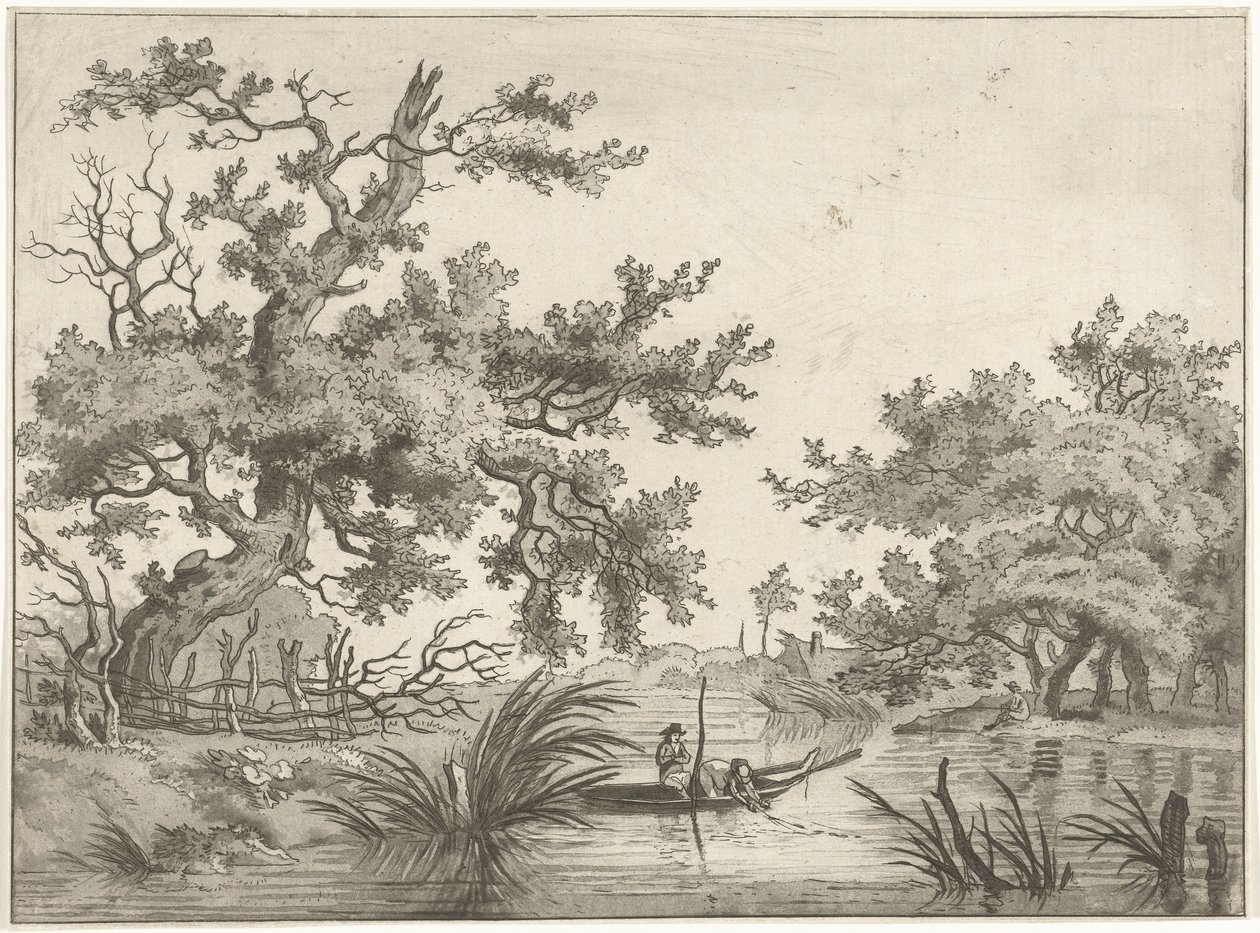 Landschap met twee vissers door Hermanus Fock