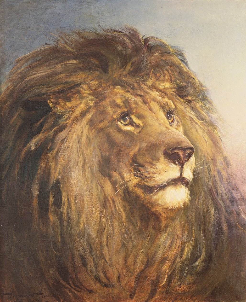Een leeuwenkop door Heywood Hardy
