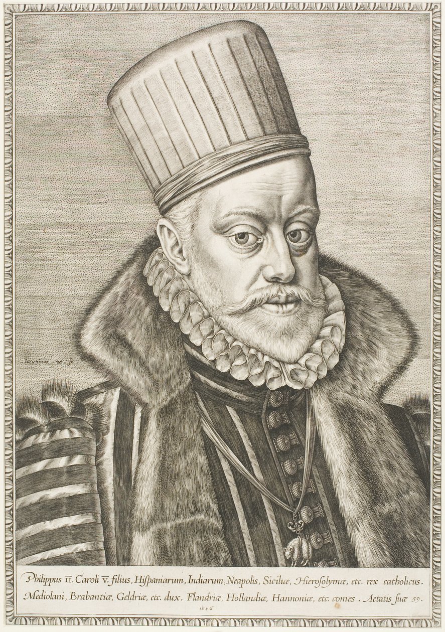 Filips II, koning van Spanje door Hieronymous Wierix