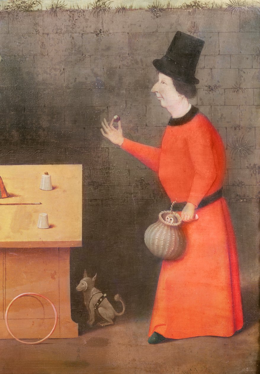 De Tovenaar (detail) door Hieronymus Bosch
