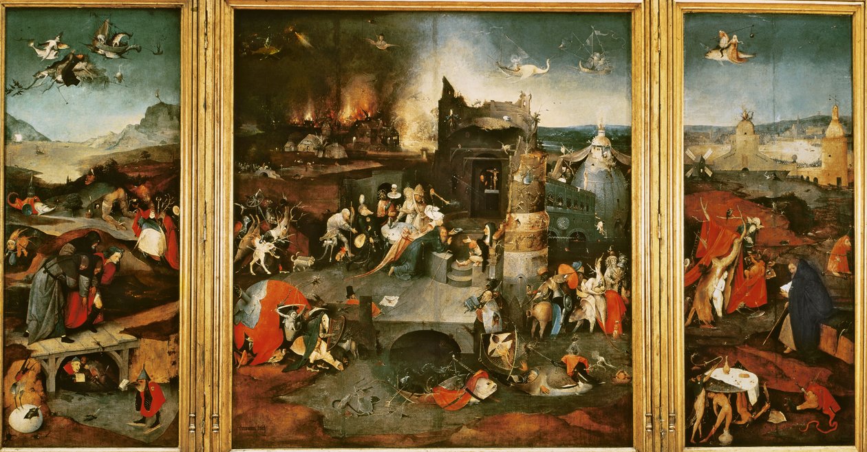 Drieluik: De Verzoeking van de Heilige Antonius door Hieronymus Bosch