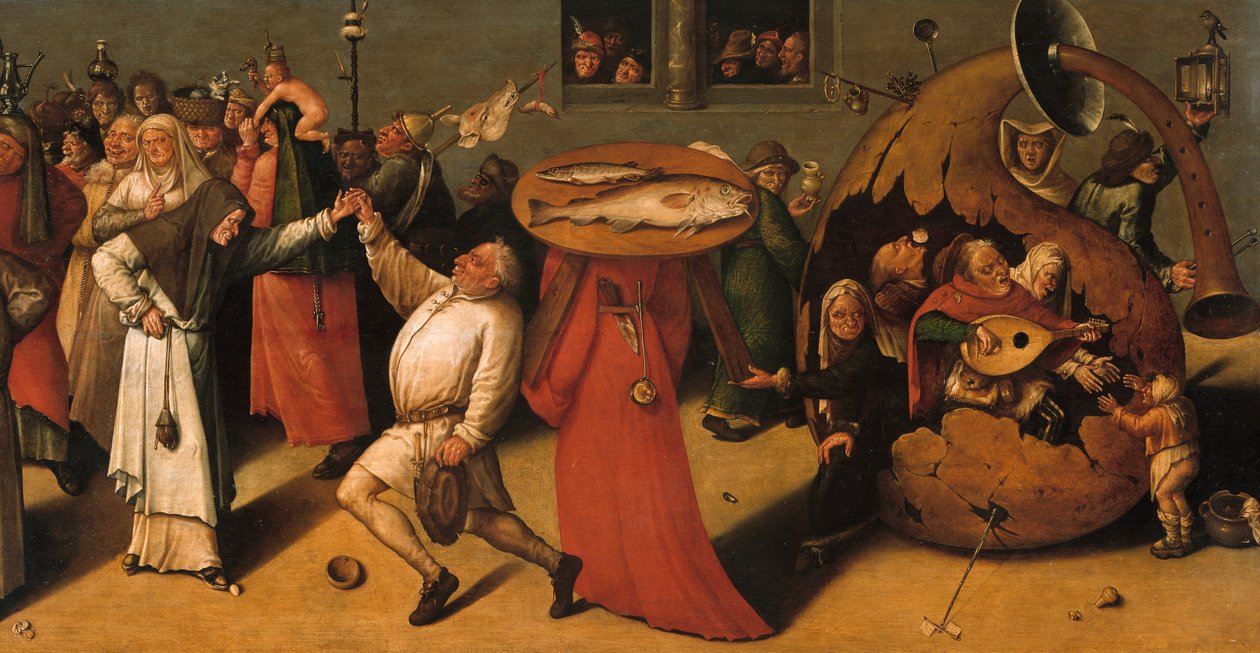 Het gevecht tussen Carnaval en Vasten (detail) door Hieronymus, Bosch