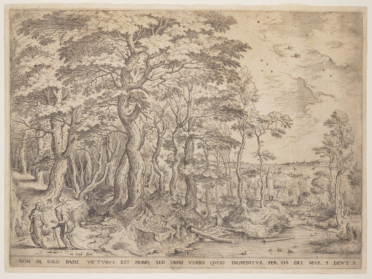 Landschap met Christus door Hieronymus Cock