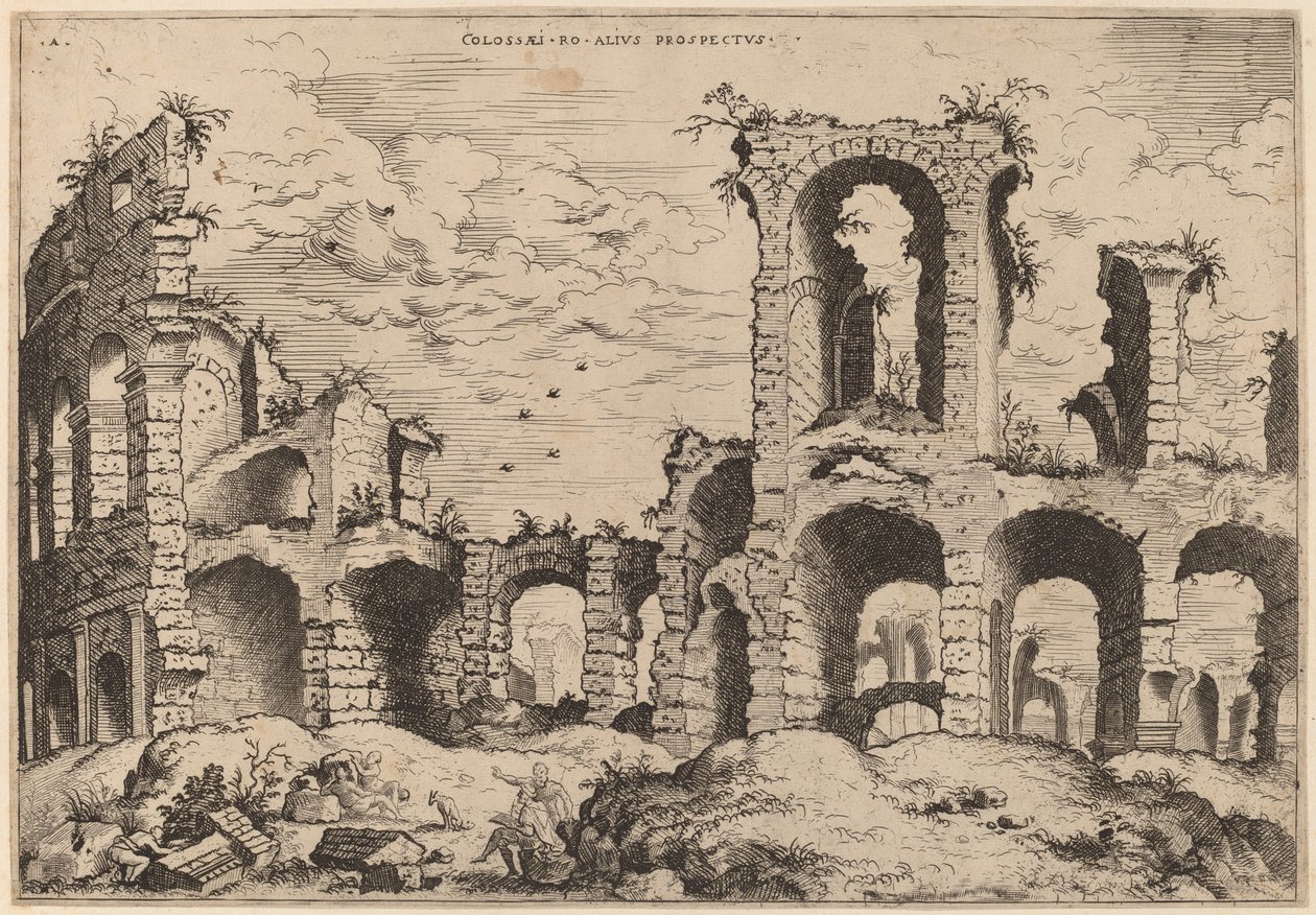 Tweede Uitzicht op het Colosseum door Hieronymus Cock