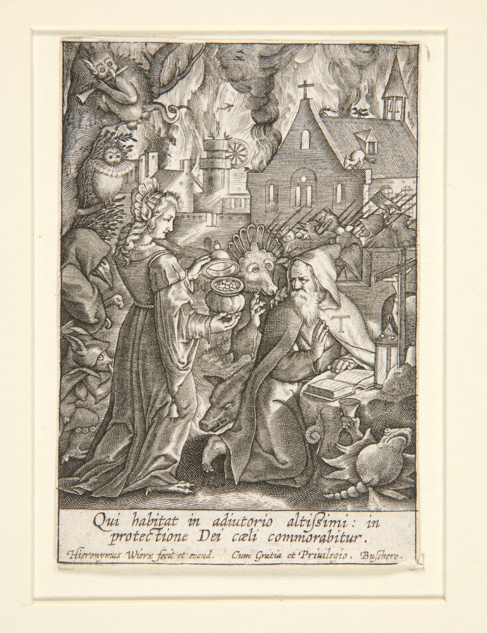 Verleiding van Sint Antonius door Hieronymus Wierix