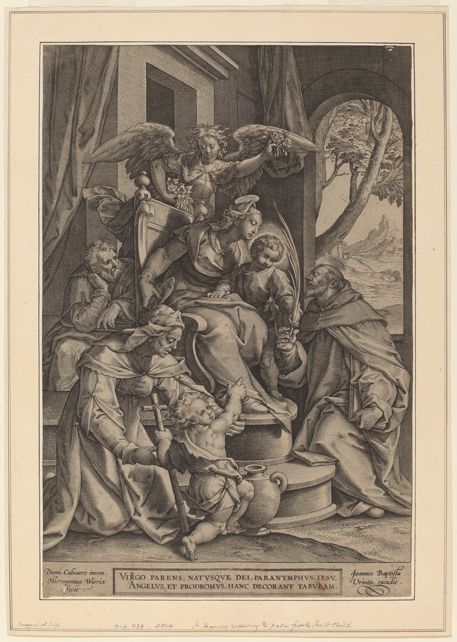 De Heilige Verwantschap door Hieronymus Wierix after Denys Calvaert