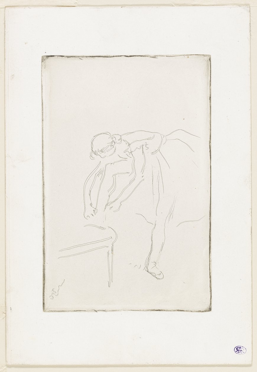 Danseres die haar schoen aantrekt door Hilaire Germain Edgar Degas