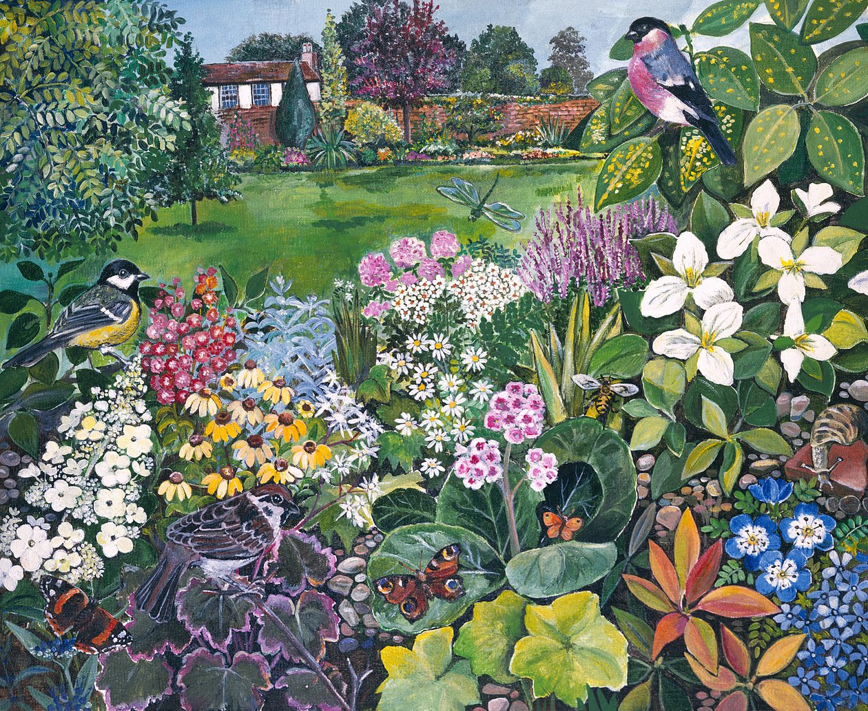 De Tuin met Vogels en Vlinders door Hilary Jones