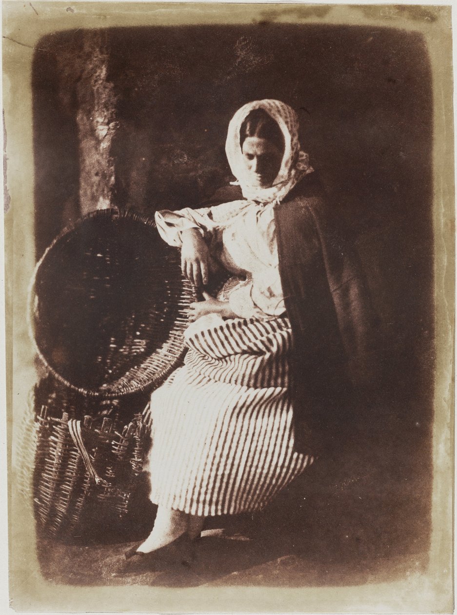 Elizabeth Johnstone, zittende visvrouw uit Newhaven door Hill and Adamson
